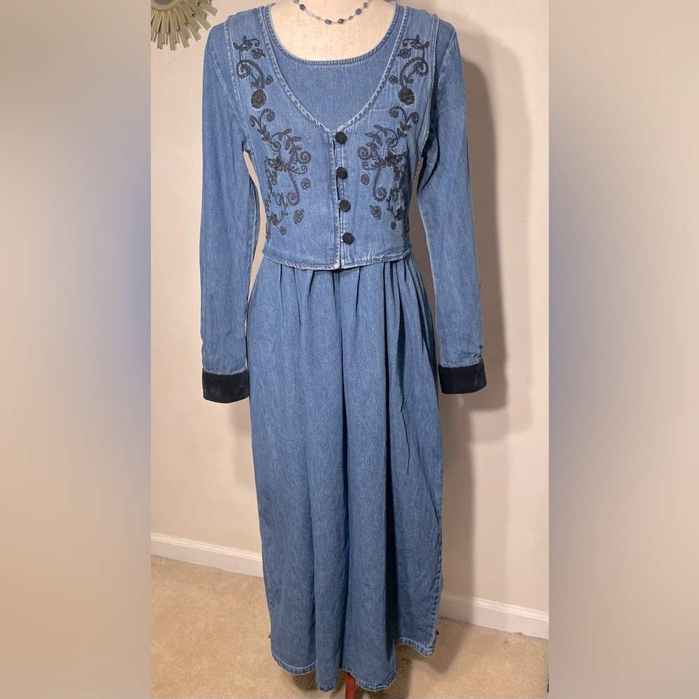 Beautiful Vintage Sophia Rose Maxi Jean Dress - Size 8